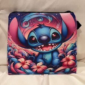 Lilo & Stitch Whimsical Stitch with Flowers Coin Purse Pouch NWT